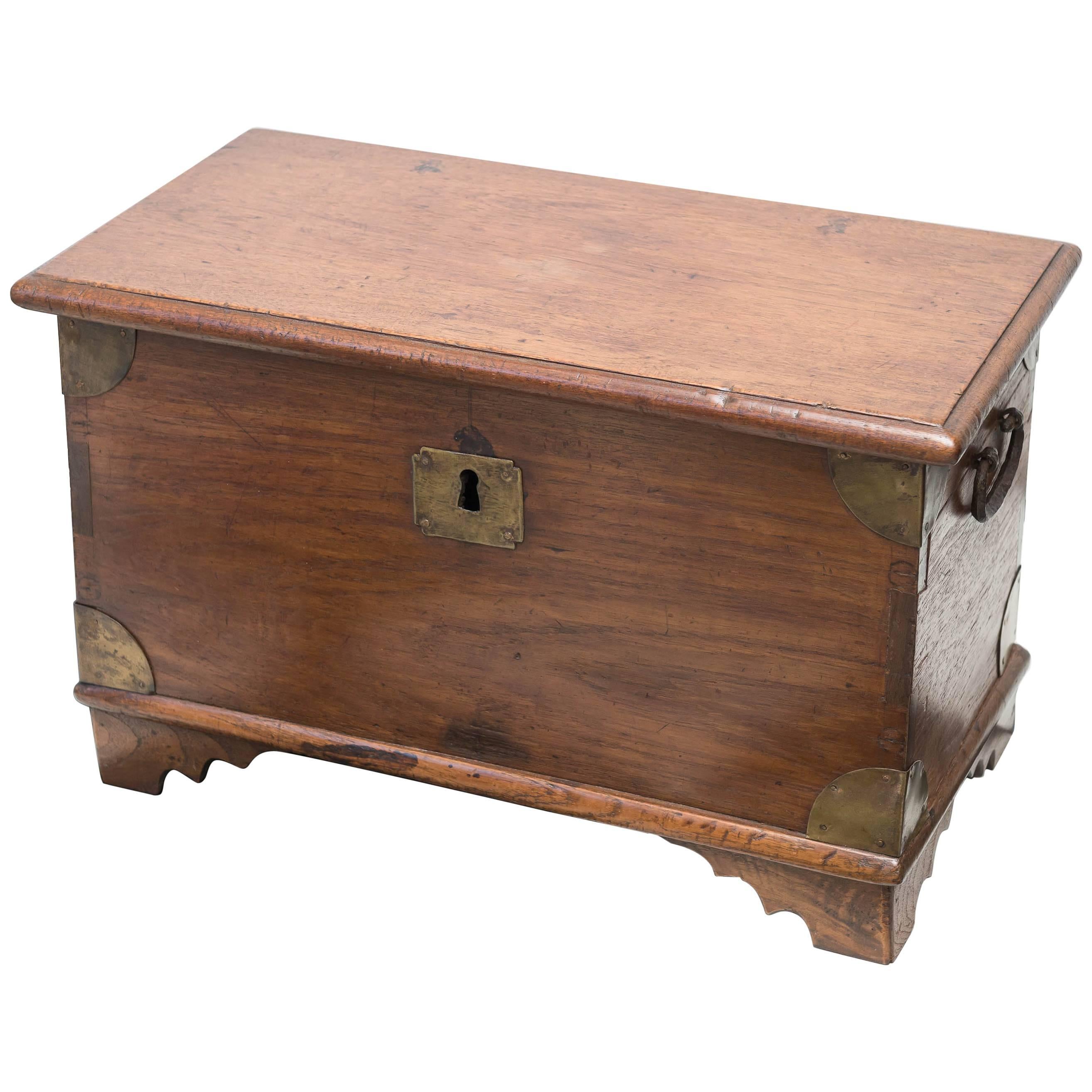 Diminutive Late 19th Century Anglo Indian Trunk Raised on Small Bracket Feet