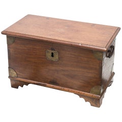 Diminutive Late 19th Century Anglo Indian Trunk Raised on Small Bracket Feet