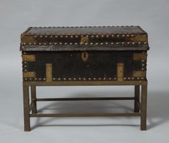 Diminutive Leather Sea Chest on Stand