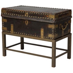 Diminutive Leather Sea Chest on Stand