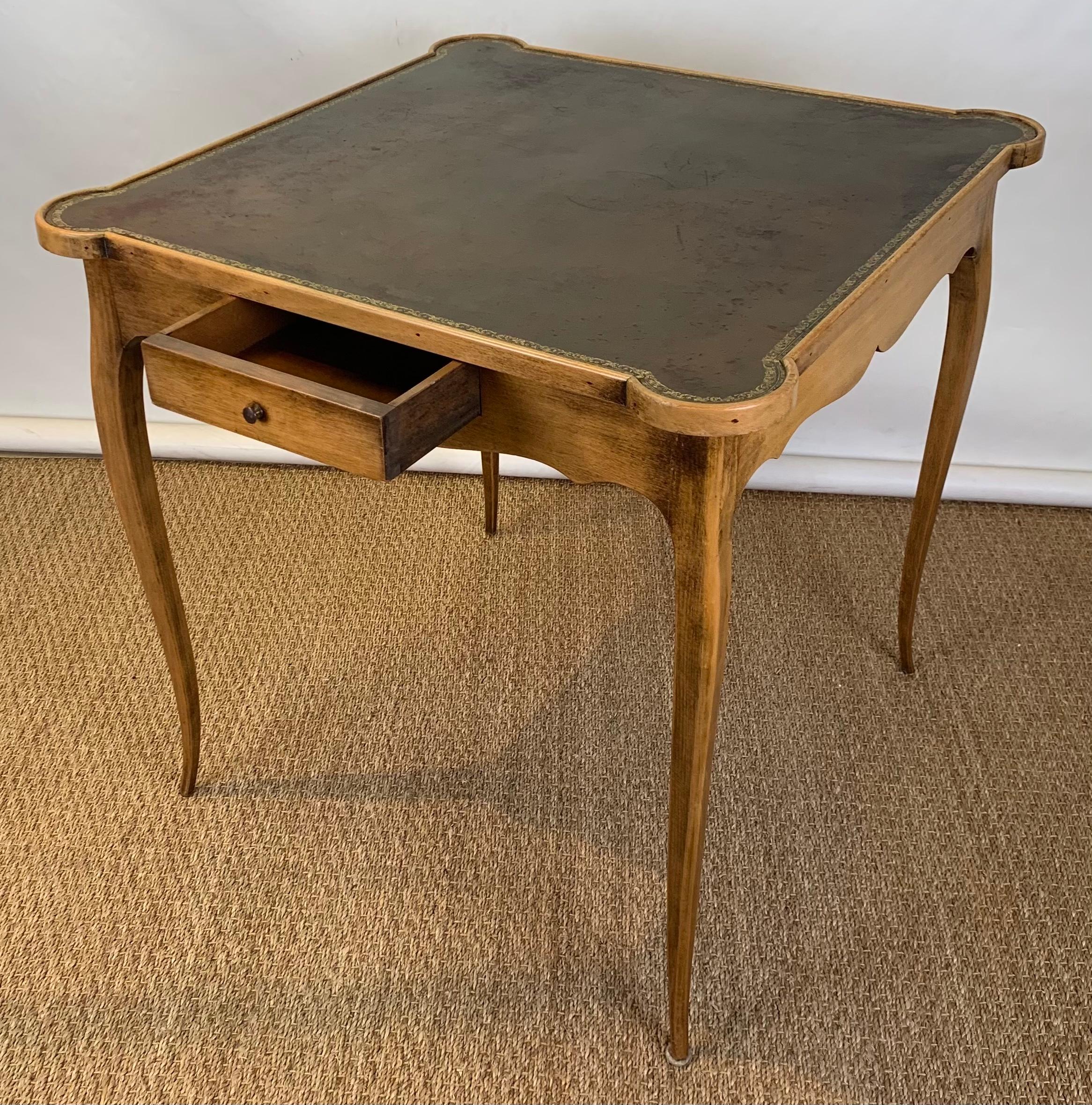 Hand-Crafted Diminutive Leather Topped Games Table
