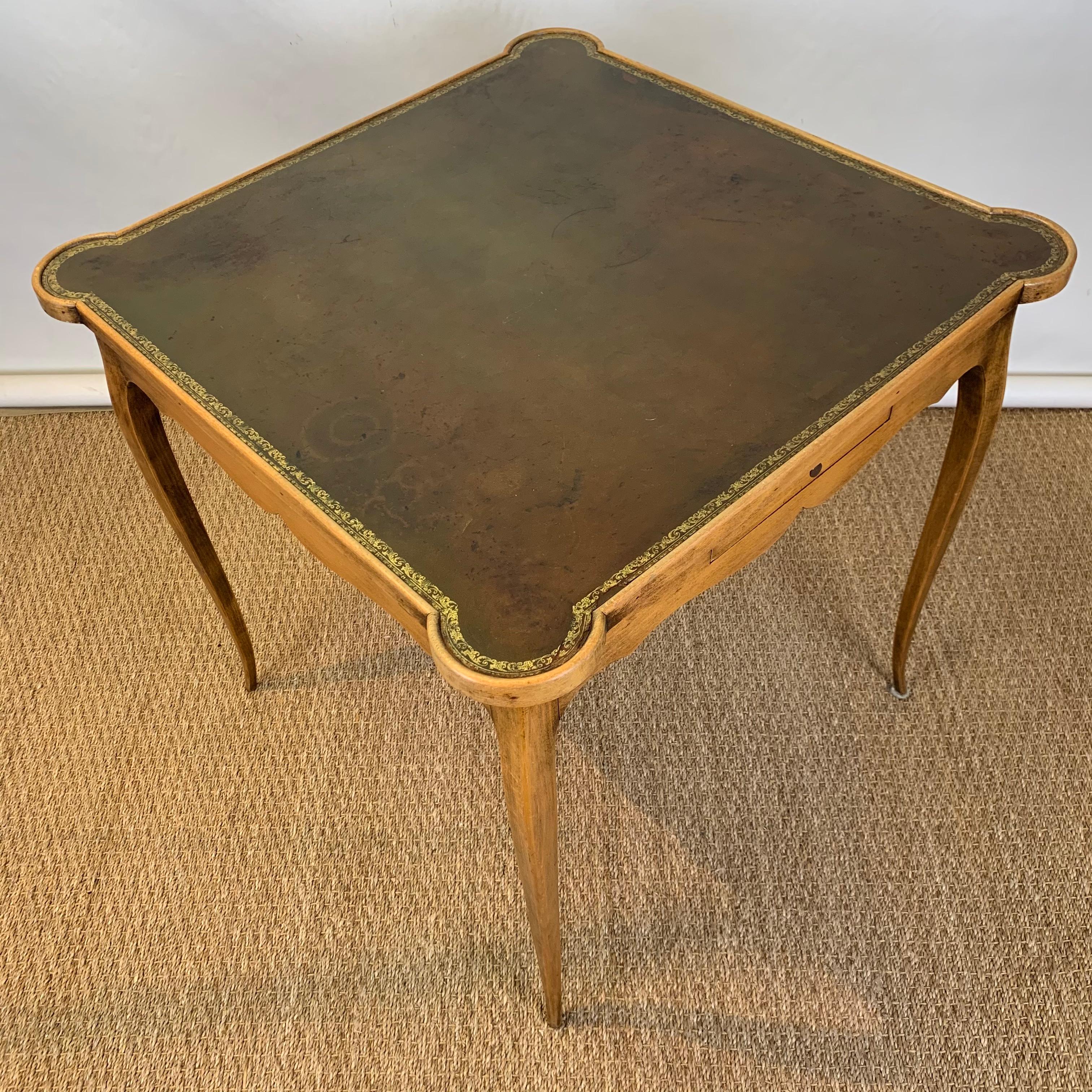 Fruitwood Diminutive Leather Topped Games Table