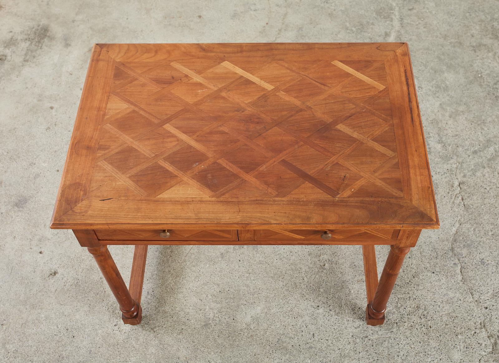 French Diminutive Louis Philippe Style Parquetry Writing Table Desk