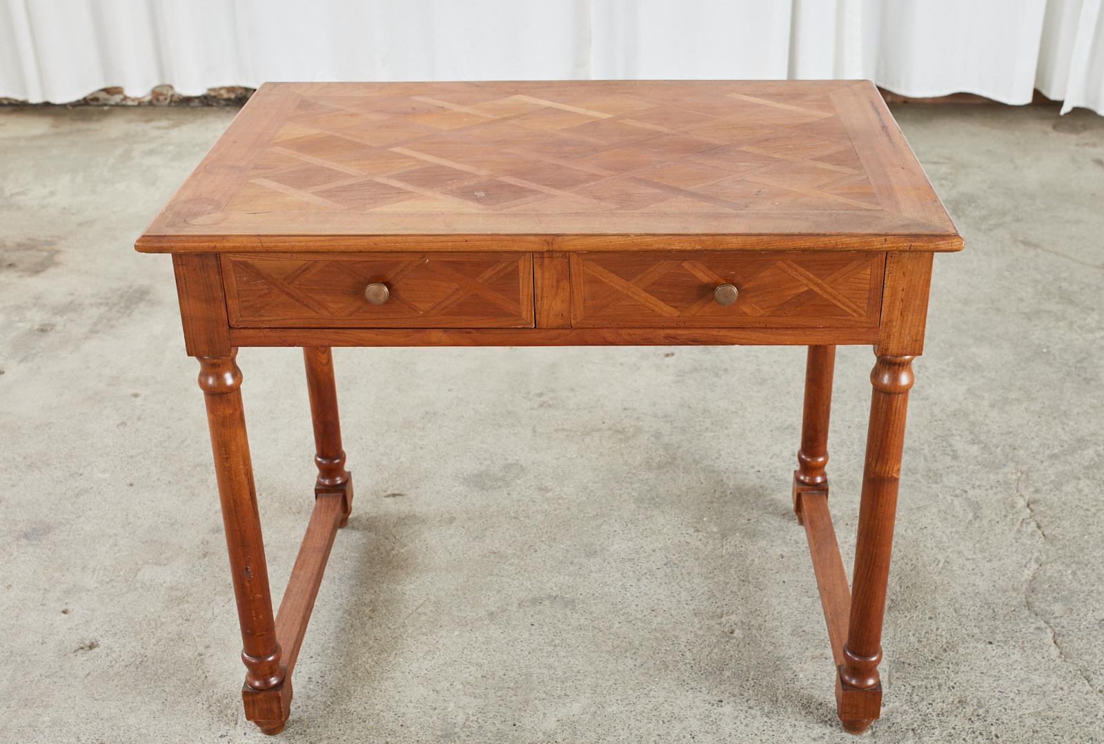Hand-Crafted Diminutive Louis Philippe Style Parquetry Writing Table Desk