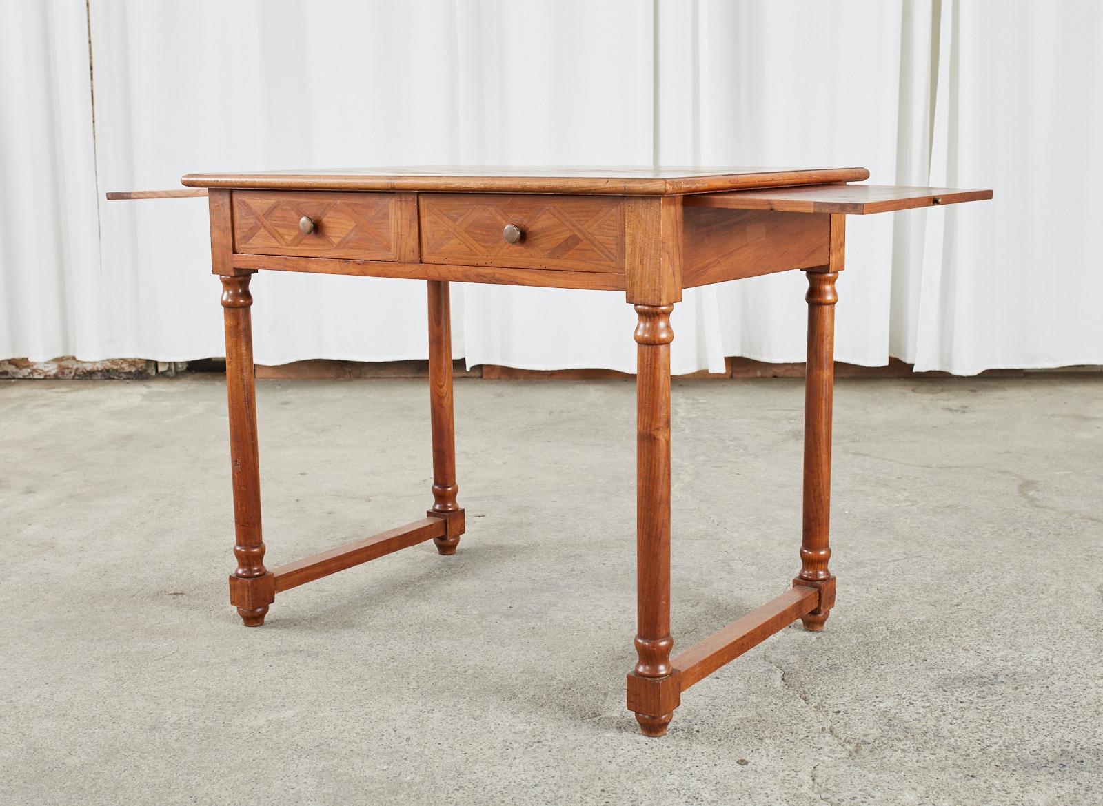 19th Century Diminutive Louis Philippe Style Parquetry Writing Table Desk