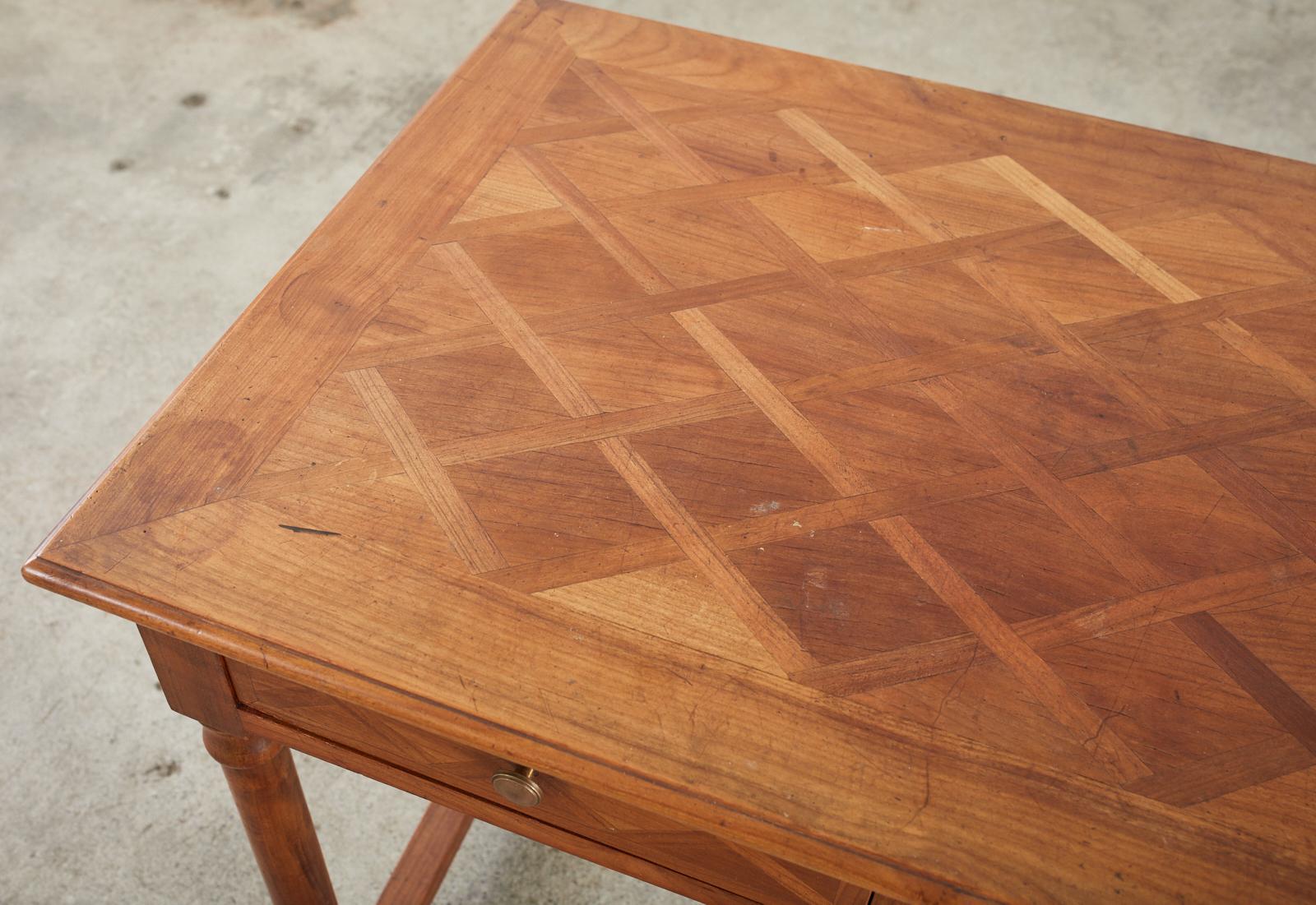 Brass Diminutive Louis Philippe Style Parquetry Writing Table Desk