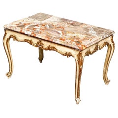Diminutive Louis XV Style Painted Wood Cocktail Table With Marble Top