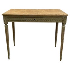Diminutive Lovely Light Green Painted Carved English Table Writing Desk