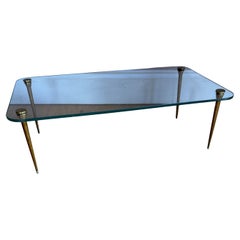 Elegant and Diminutive Low Saint Gobain glass and gilt metal table c.1950's