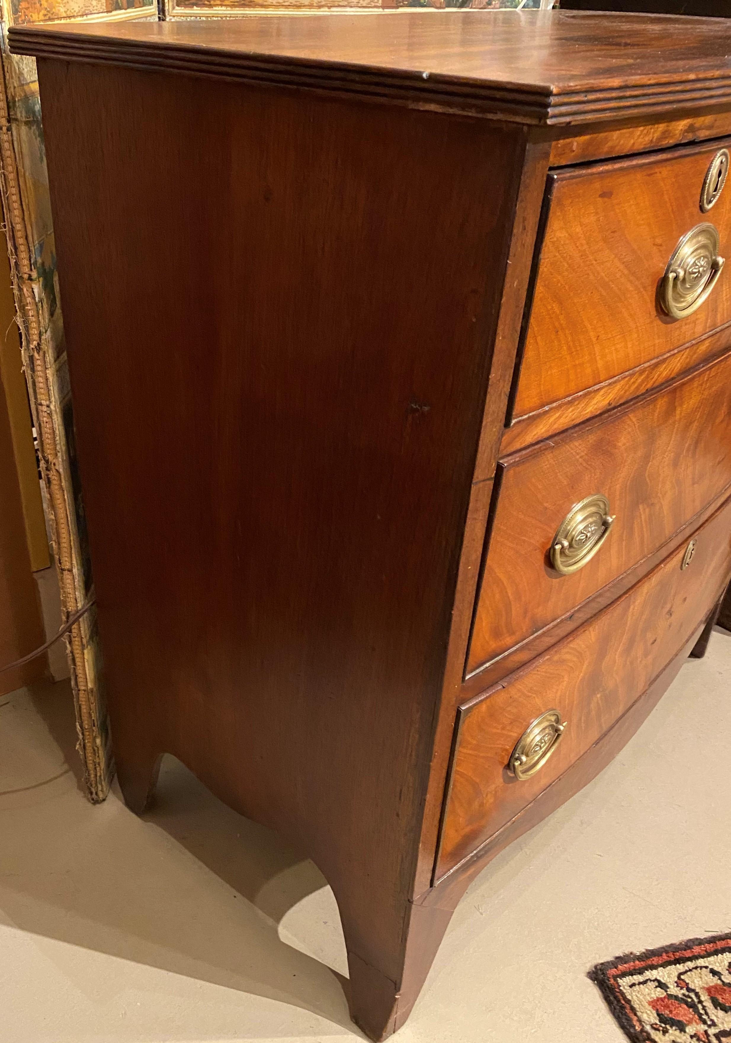 Georgian Diminutive Mahogany Bow Front Chest with French Feet, circa 1790