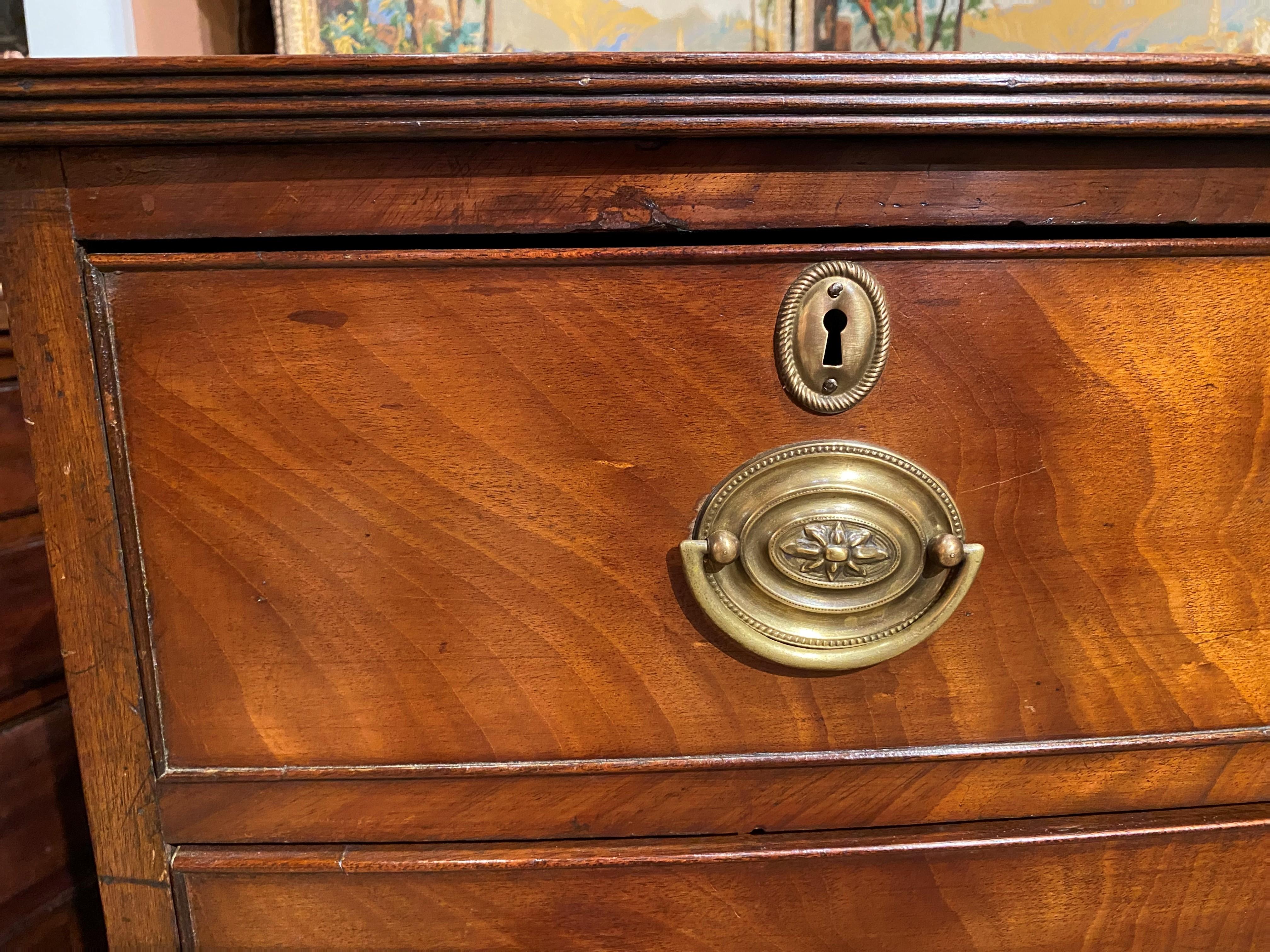 Cast Diminutive Mahogany Bow Front Chest with French Feet, circa 1790