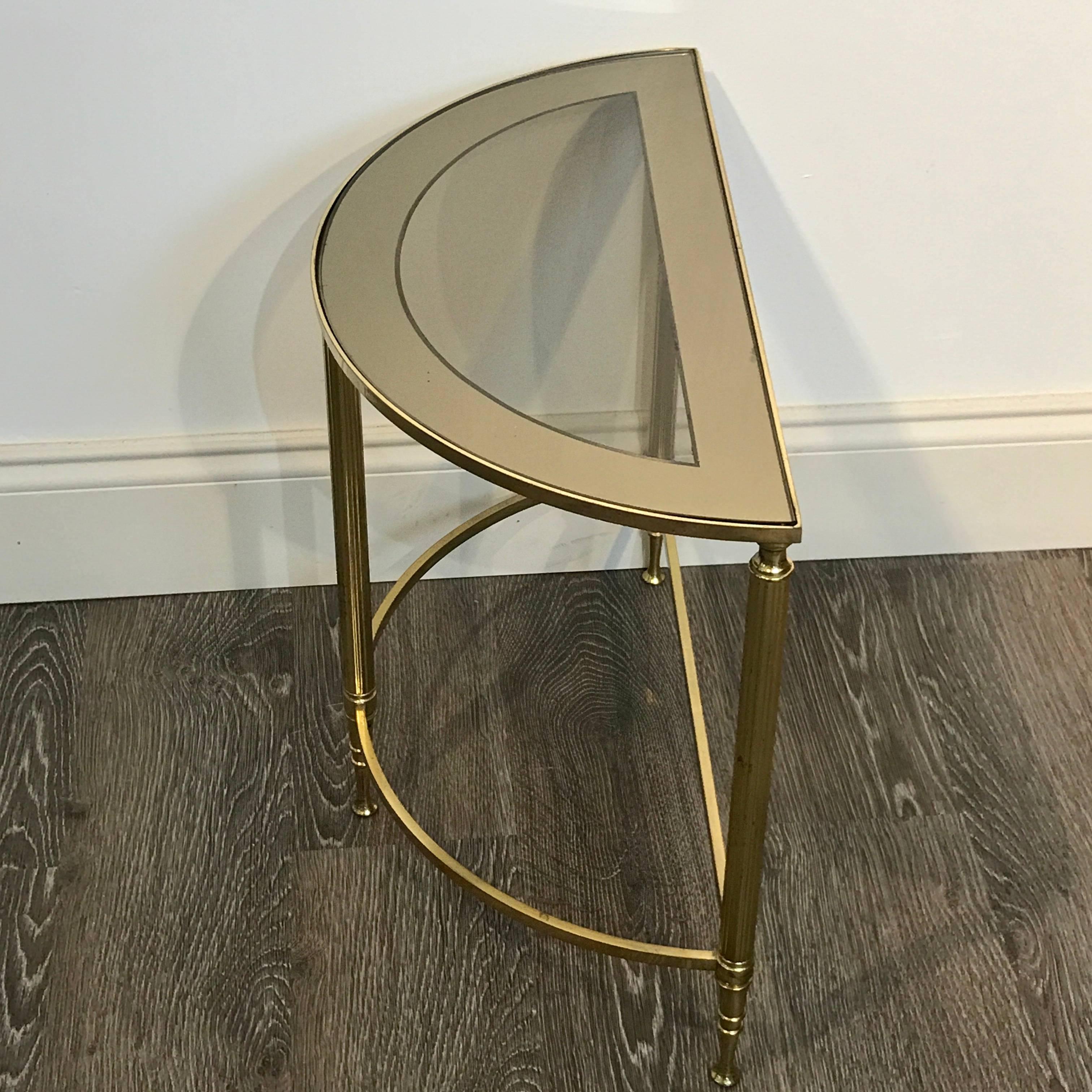 Diminutive Maison Jansen Style Brass Demilune Drinks/ Side Table 1