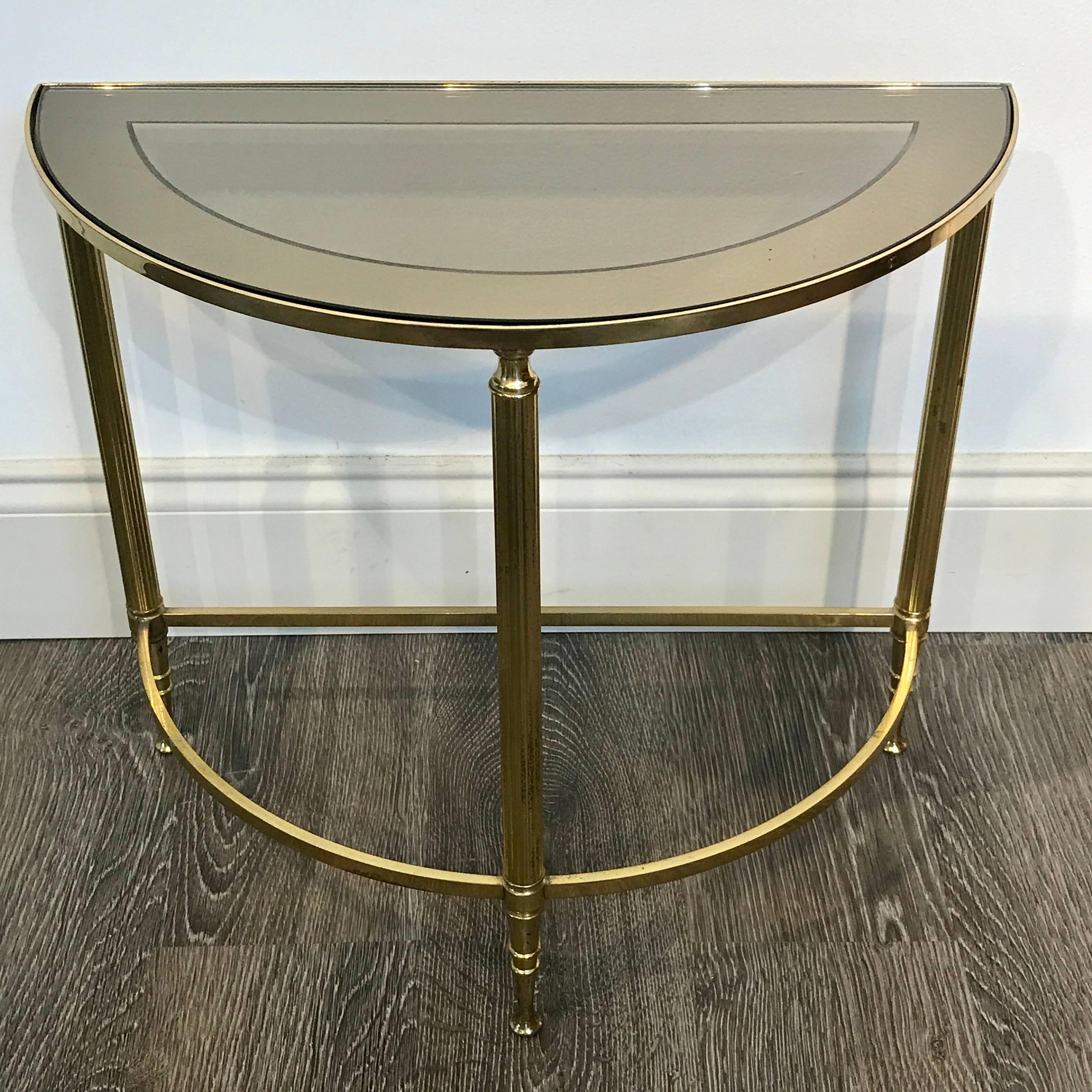 Diminutive Maison Jansen Style Brass Demilune Drinks/ Side Table 3