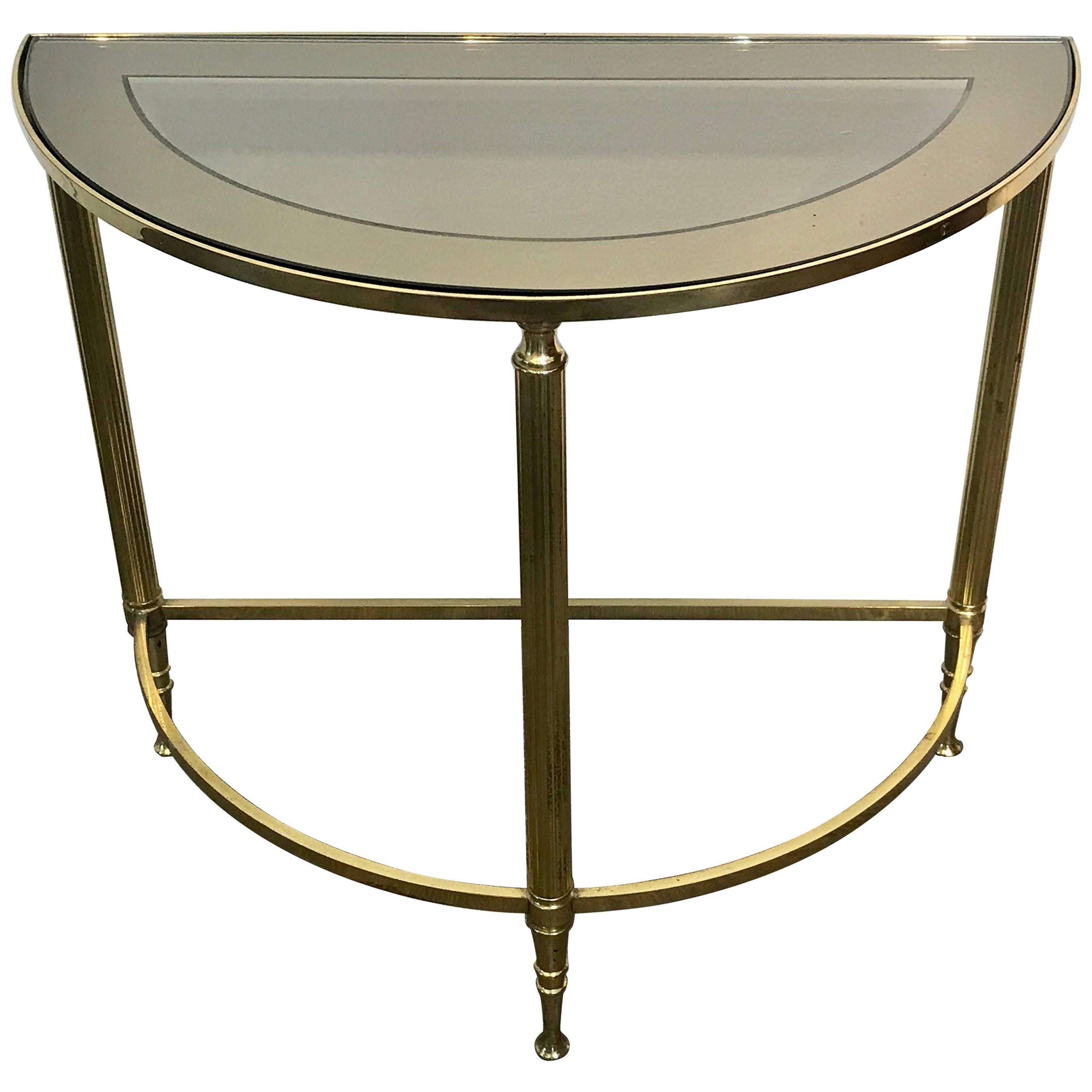 Diminutive Maison Jansen Style Brass Demilune Drinks/ Side Table