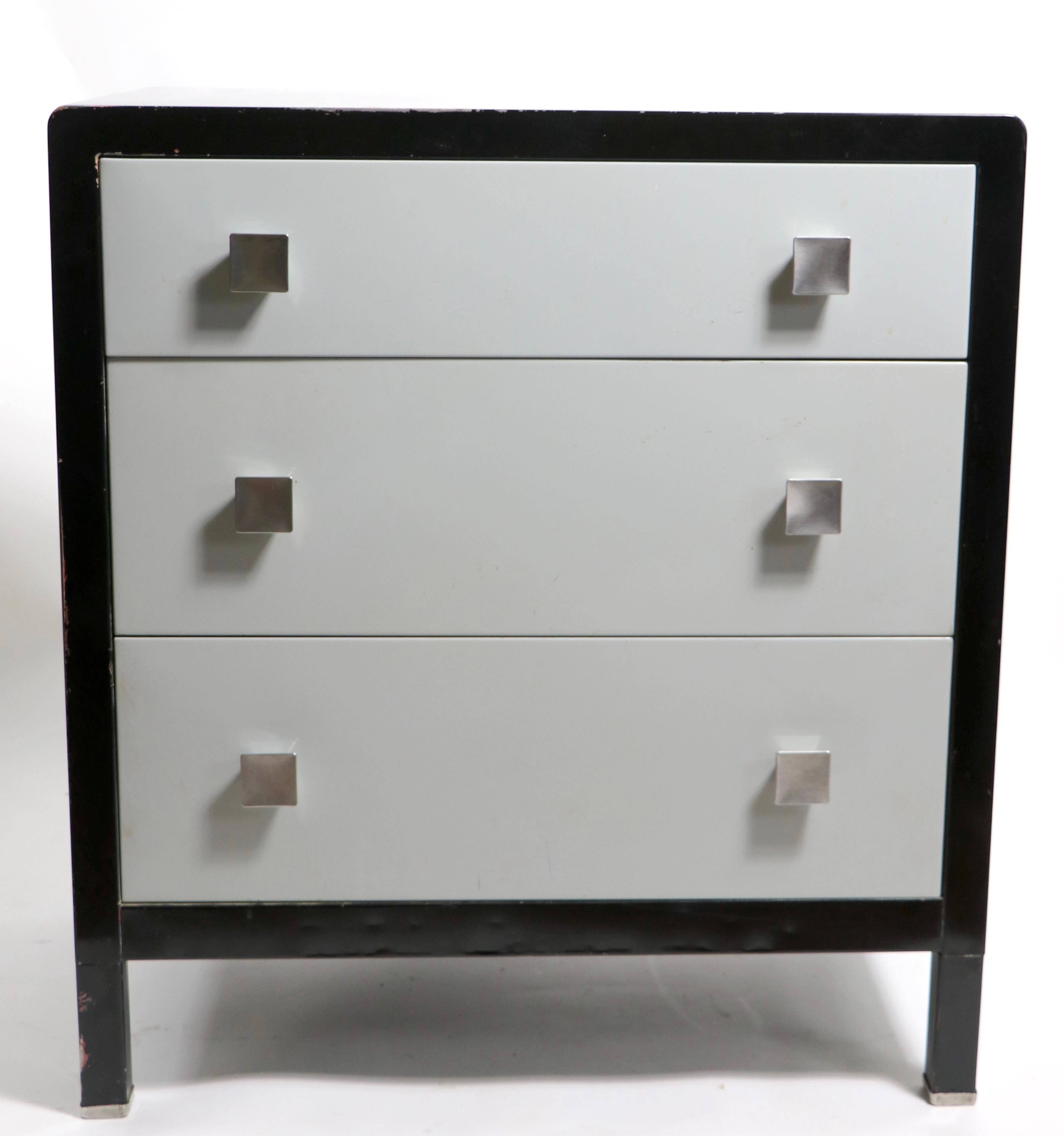 Art Deco Diminutive Metal Bachelors Chest by Bel Geddes for Simmons For Sale