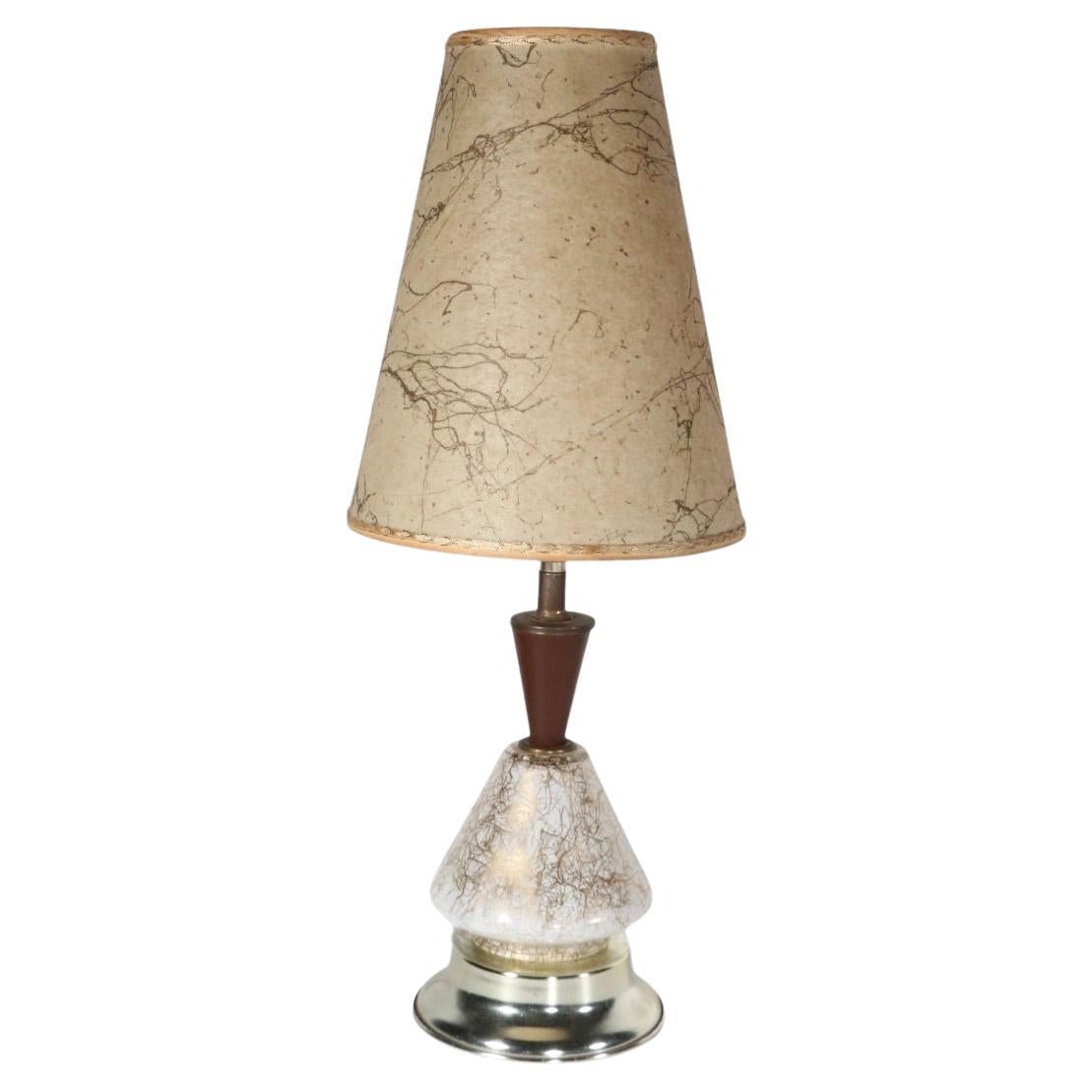 Diminutive Mid Century Table or Boudoir Lamp with Original Parchment Shade 1950s For Sale