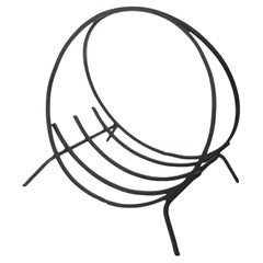 Diminutif Mid Century  Bûche en fer forgé Bois d'allumage  Support