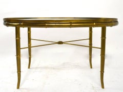 Diminutive Oval Brass and Glass Coffee Table by Mastercraft