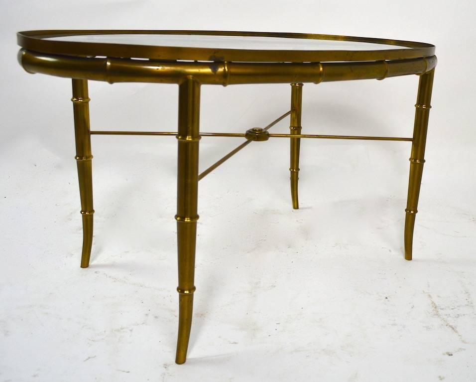 Diminutive Oval Brass and Glass Coffee Table by Mastercraft 1