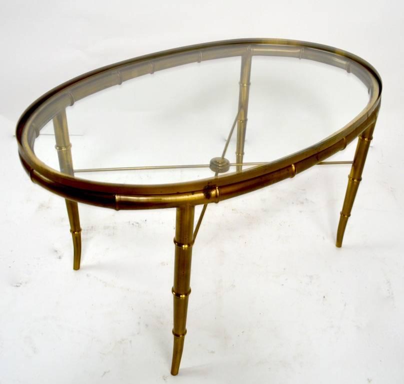 Diminutive Oval Brass and Glass Coffee Table by Mastercraft 2