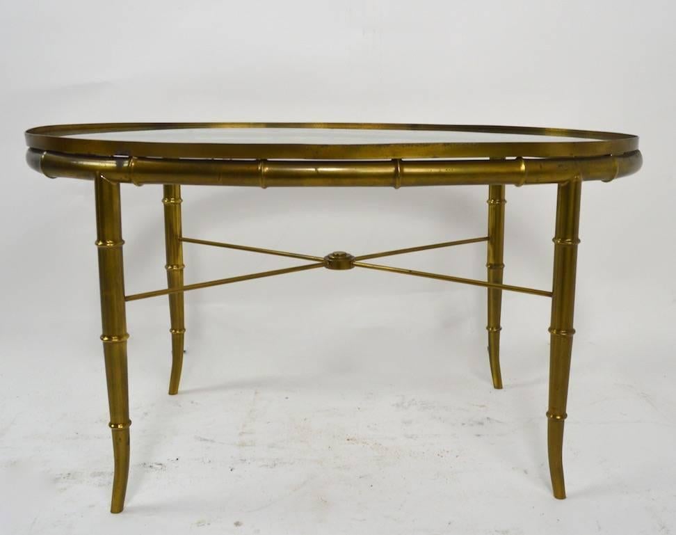 Diminutive Oval Brass and Glass Coffee Table by Mastercraft 3