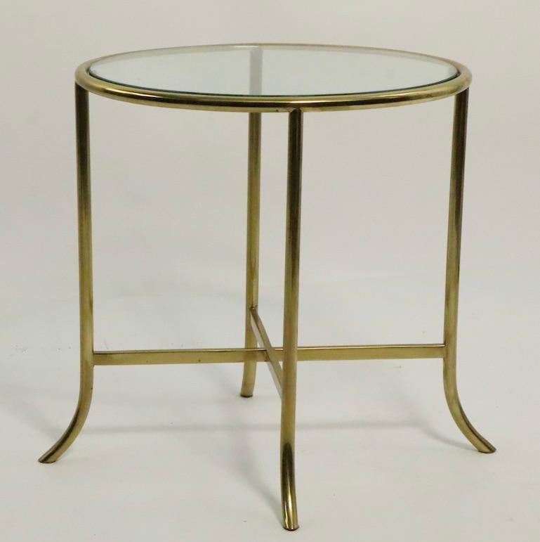 Mid-Century Modern Diminutive Oval Brass and Glass Table in the Style of Cedric Hartman
