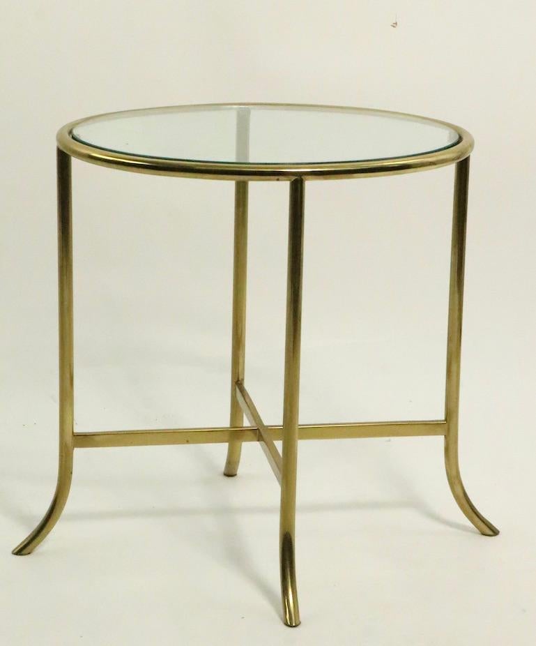 American Diminutive Oval Brass and Glass Table in the Style of Cedric Hartman