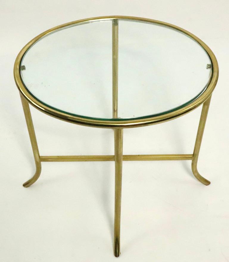 Diminutive Oval Brass and Glass Table in the Style of Cedric Hartman In Good Condition In New York, NY