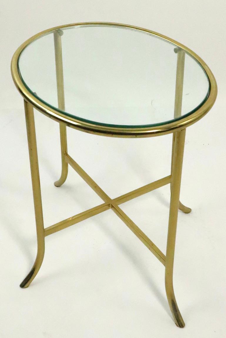 20th Century Diminutive Oval Brass and Glass Table in the Style of Cedric Hartman