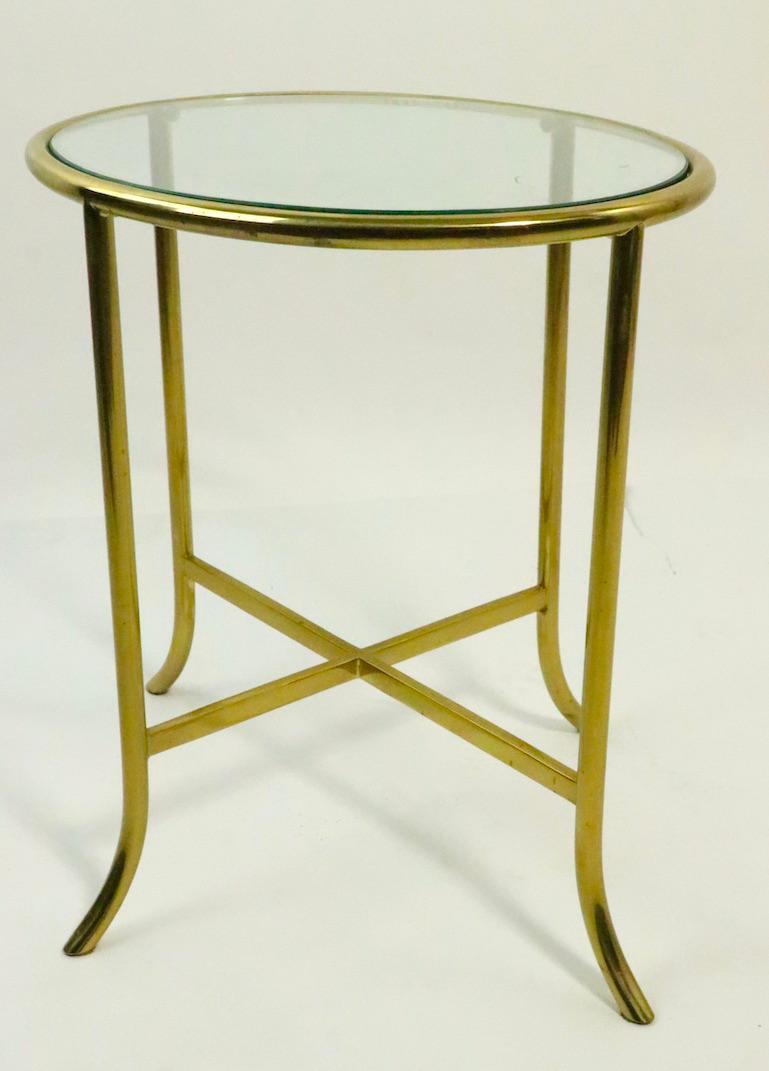 Diminutive Oval Brass and Glass Table in the Style of Cedric Hartman 1