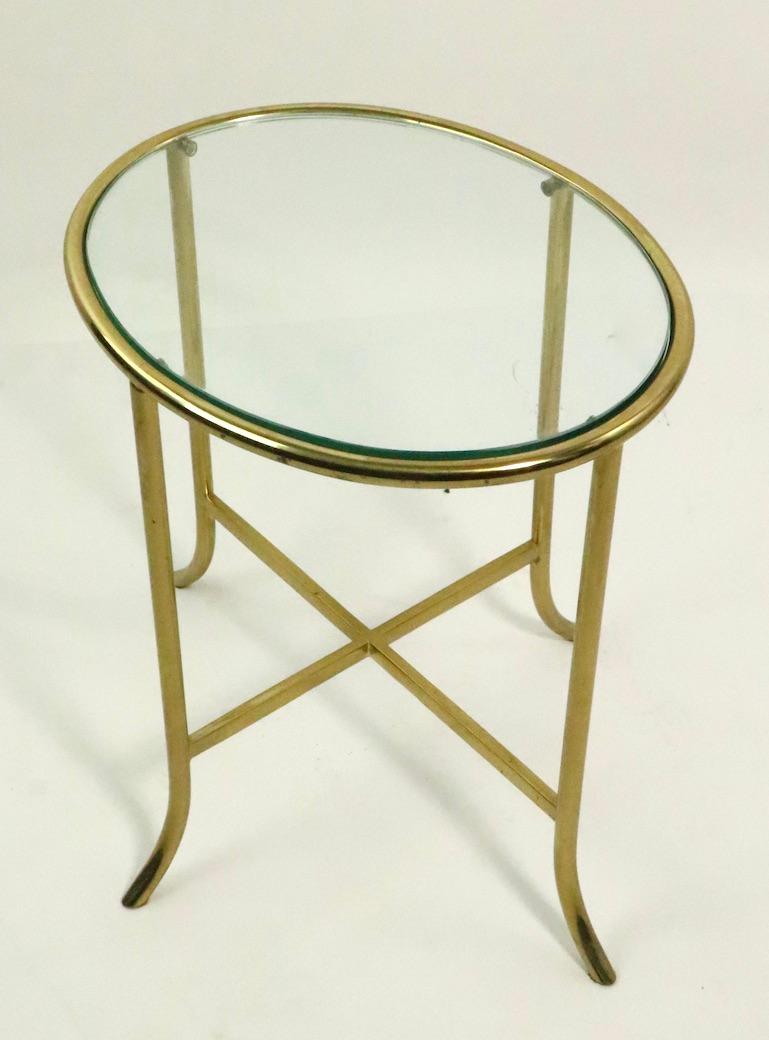 Diminutive Oval Brass and Glass Table in the Style of Cedric Hartman 2