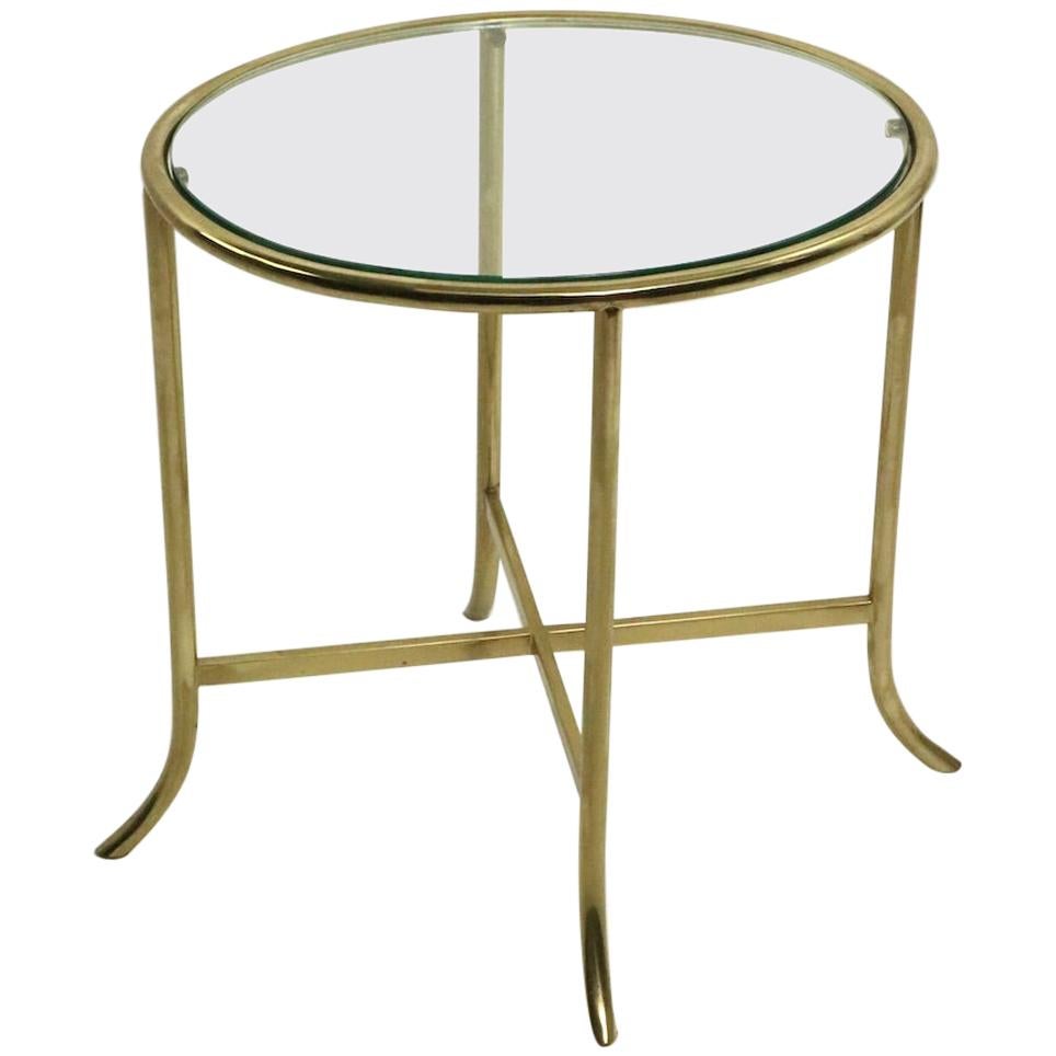 Diminutive Oval Brass and Glass Table in the Style of Cedric Hartman