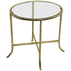 Diminutive Oval Brass and Glass Table in the Style of Cedric Hartman