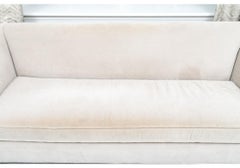 Diminutives Sofa aus Auster-Samt von Mitchell & Gold für Restoration