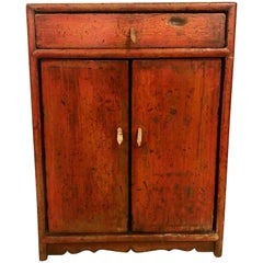 Diminutive Painted Rustic Cabinet, Stand or Chest with a Single-Drawer