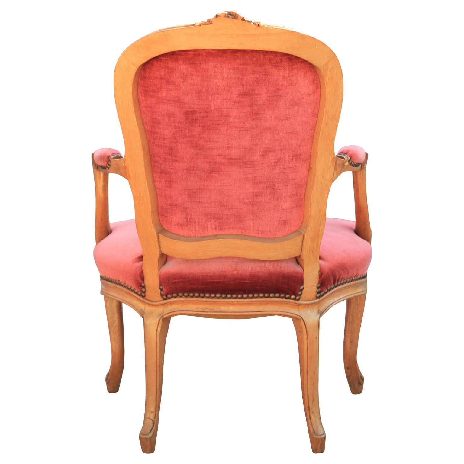Walnut Diminutive Pair of French Louis Style Armchairs
