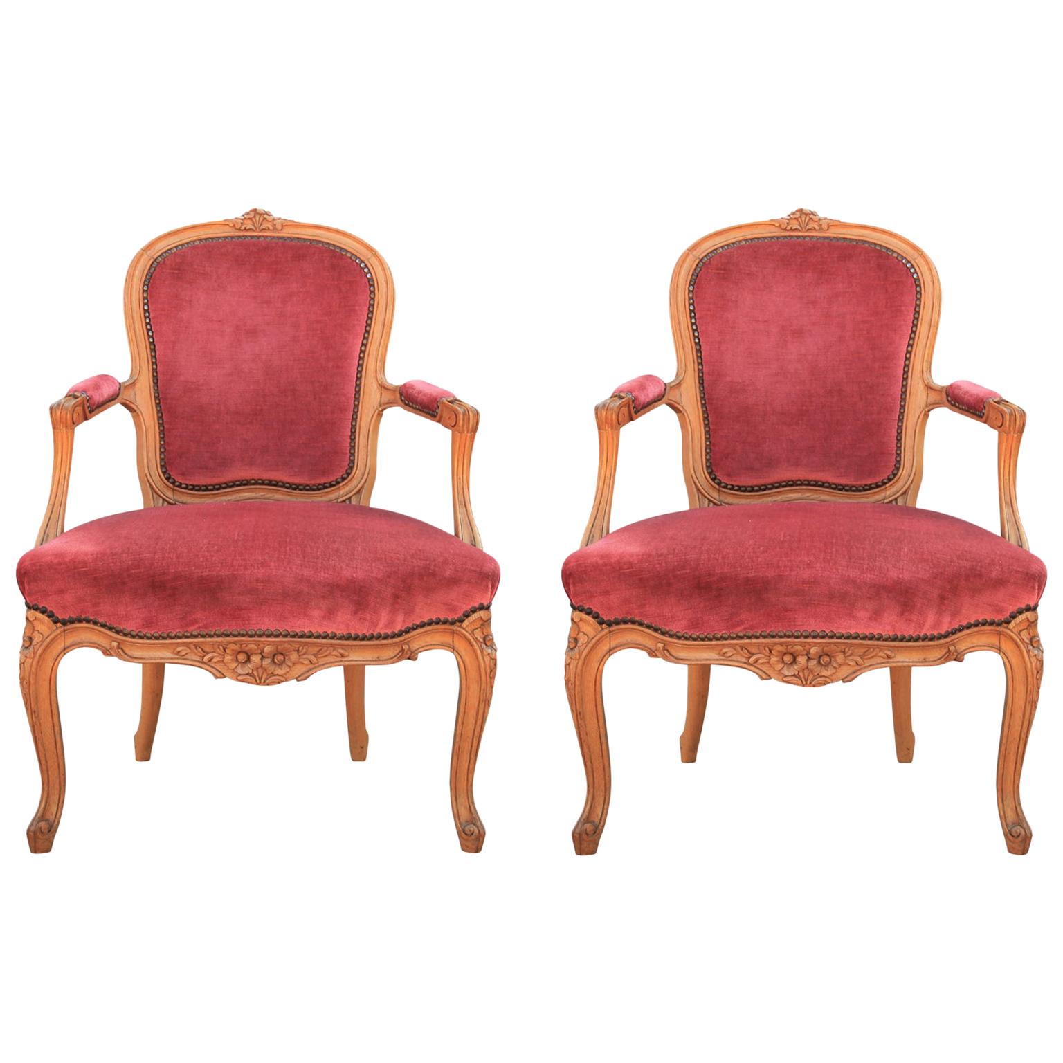 Diminutive Pair of French Louis Style Armchairs