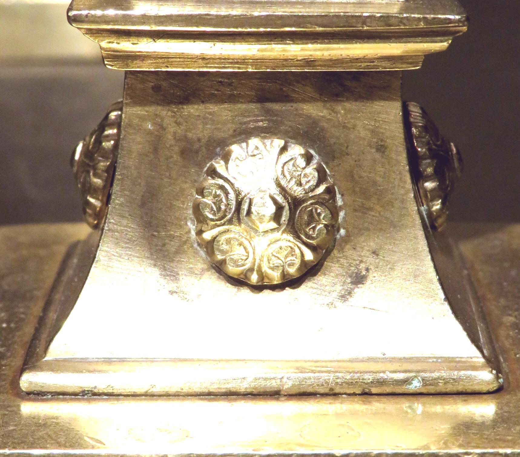 Cast Diminutive Pair of Neoclassical Gilt Bronze Candlesticks, Continental circa 1810