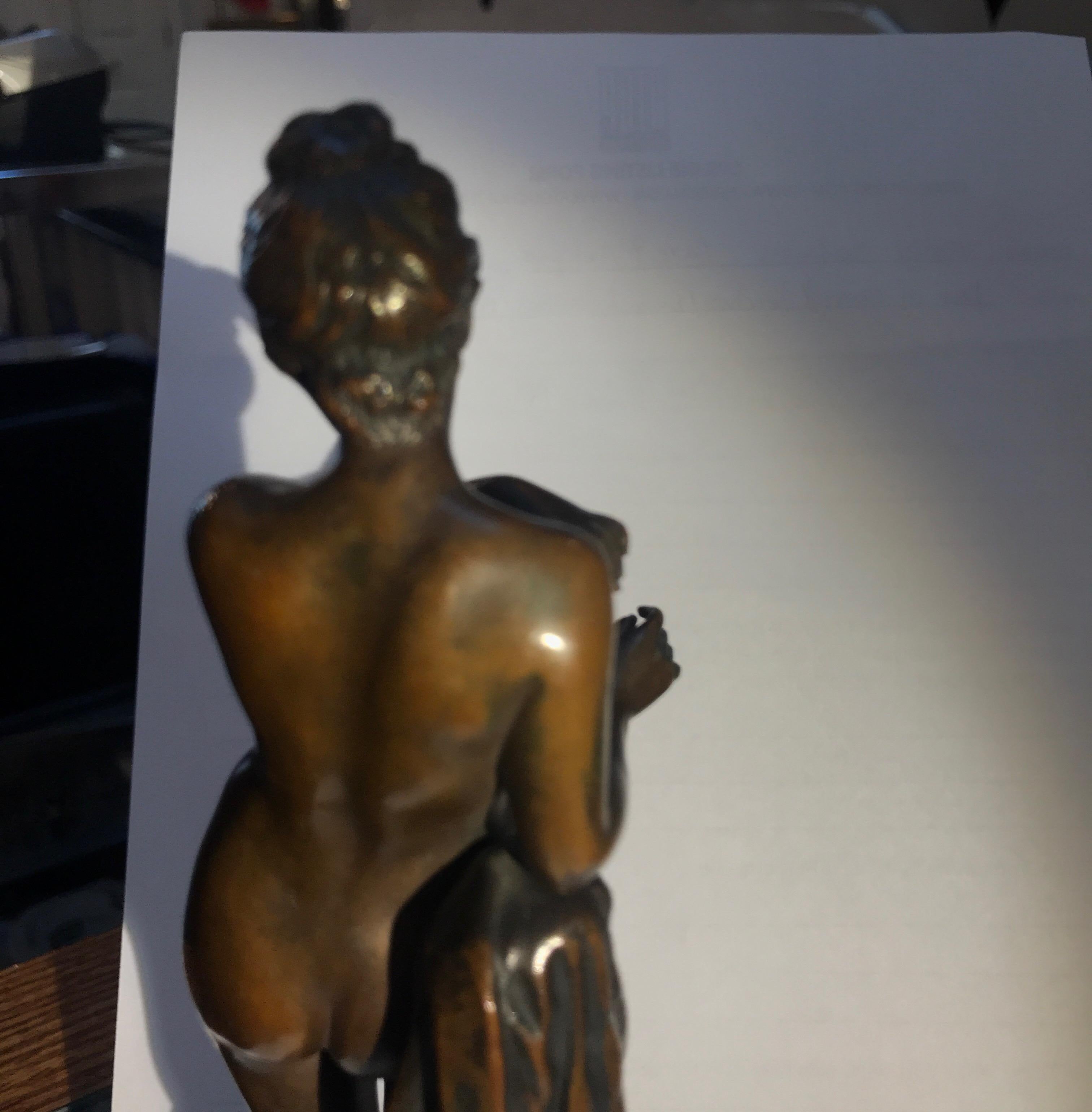 Diminutive Patinated Female Nude Bronze Signed Gladendeck 1