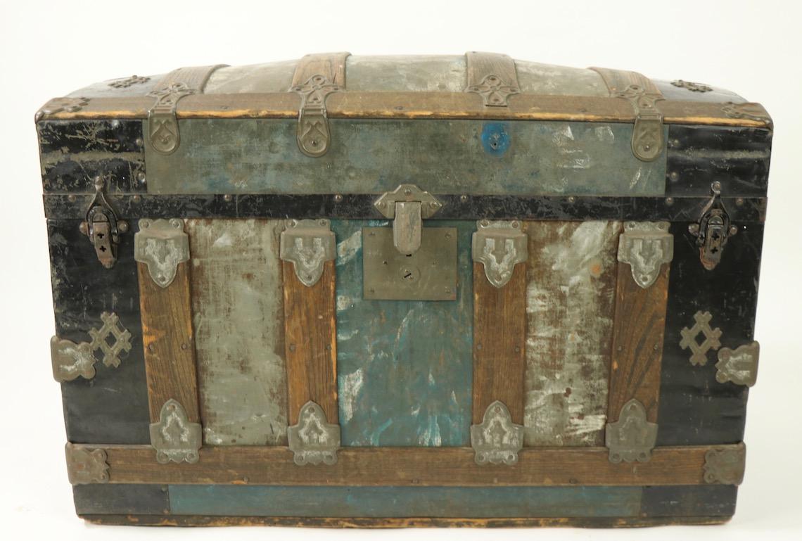 19th Century Diminutive Polychrome Dome Top Trunk