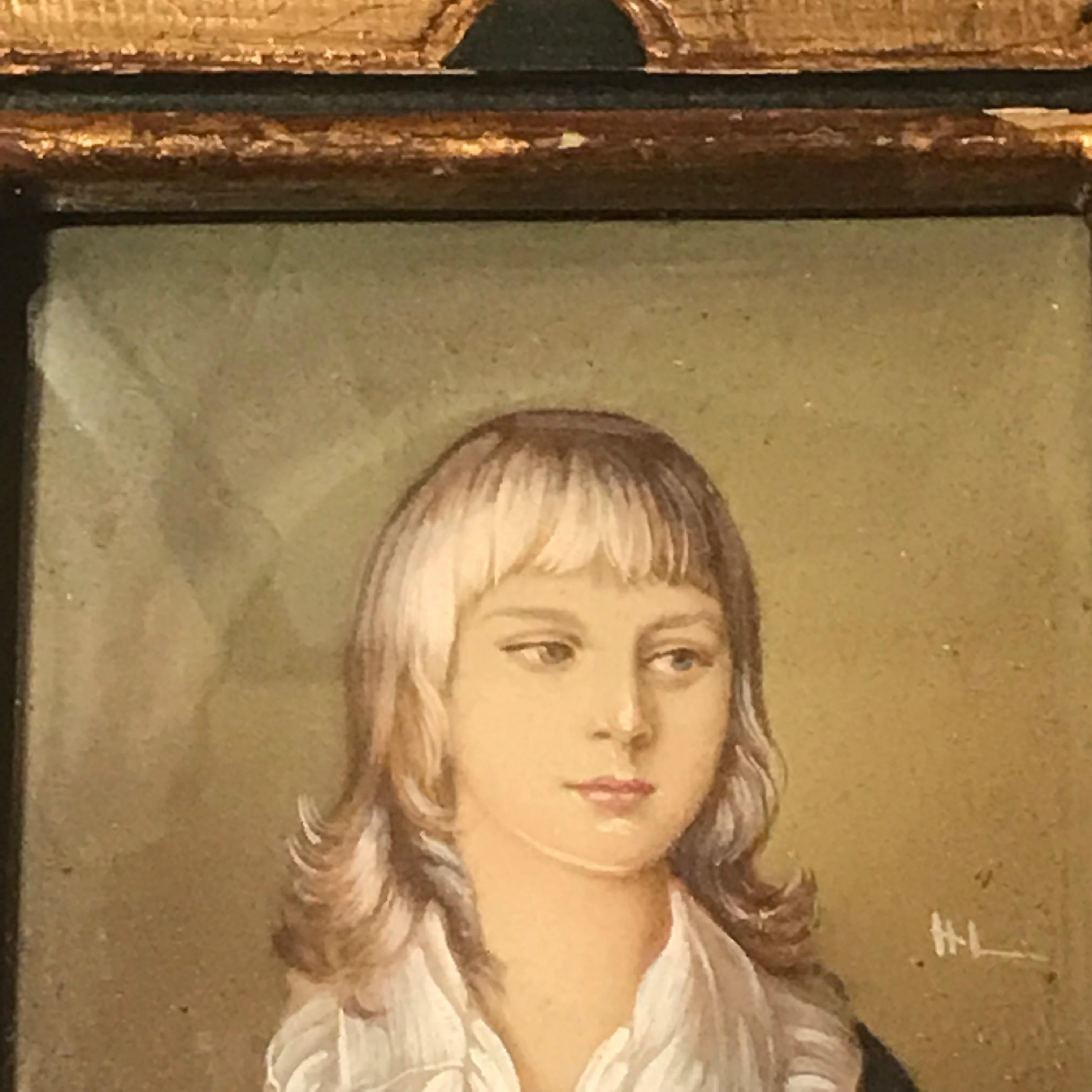 20th Century Diminutive Portrait Painting 'B' For Sale