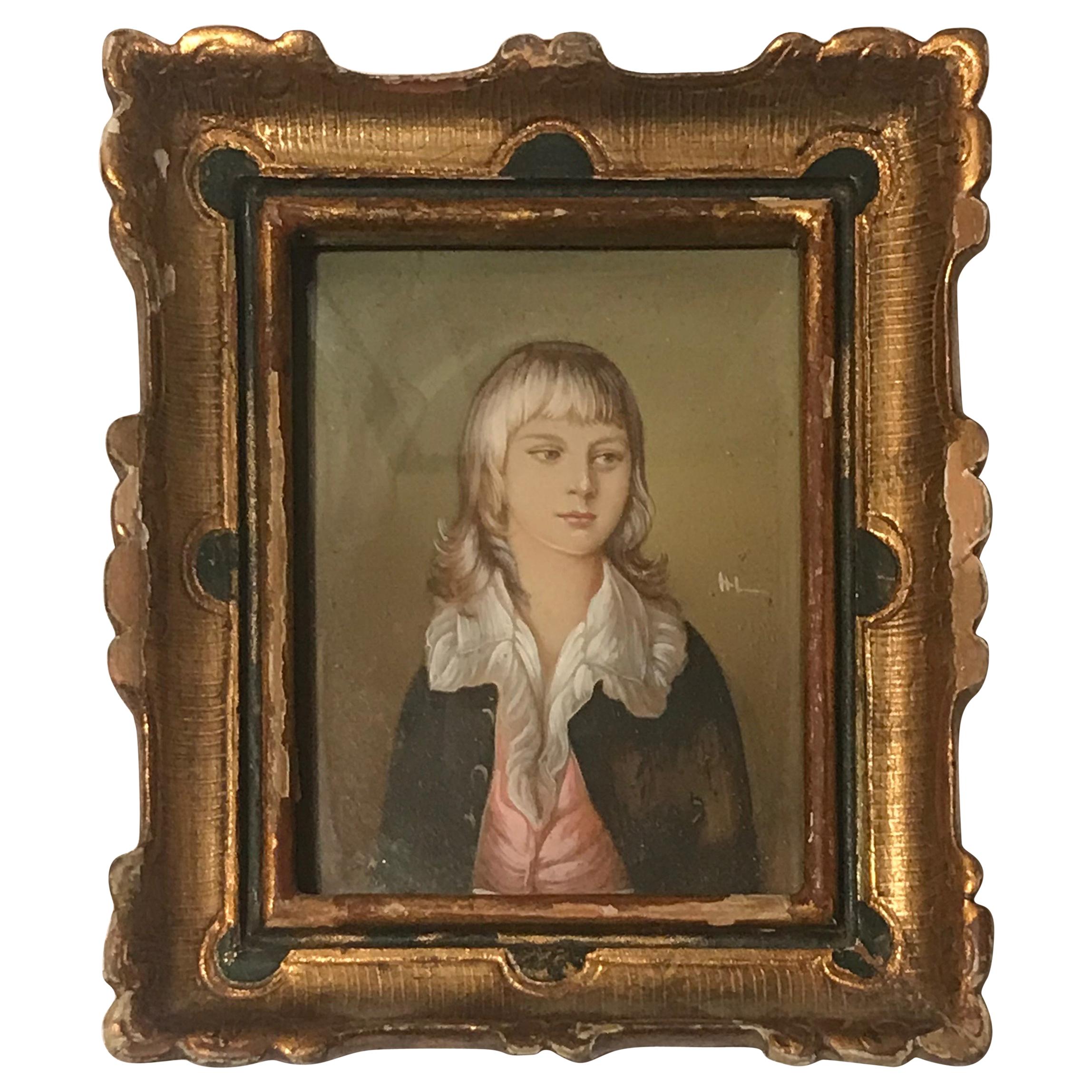 Diminutive Portrait Painting 'B' For Sale
