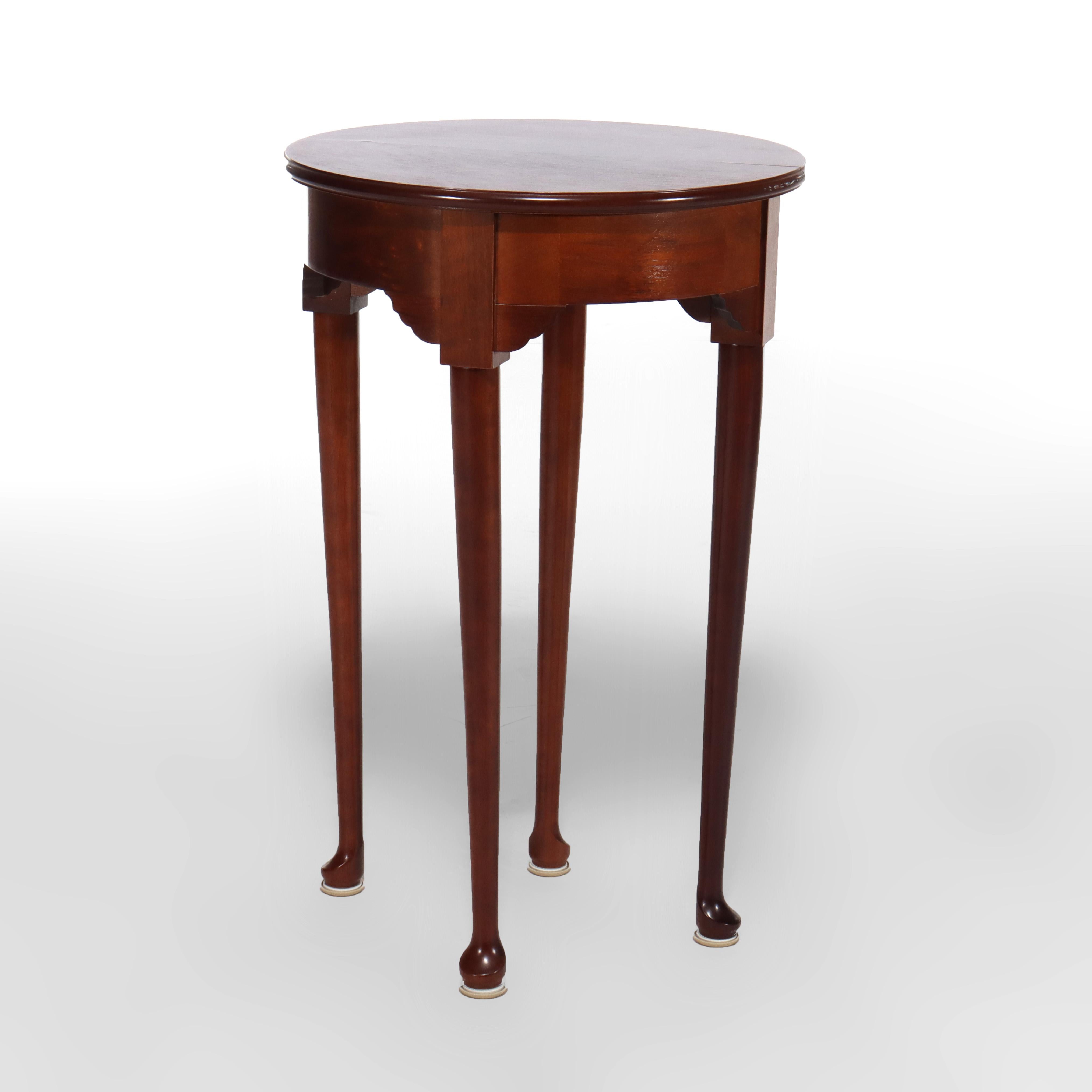 Diminutive Queen Anne Mahogany Flip Top Demilune Side Table 20thC For Sale 1