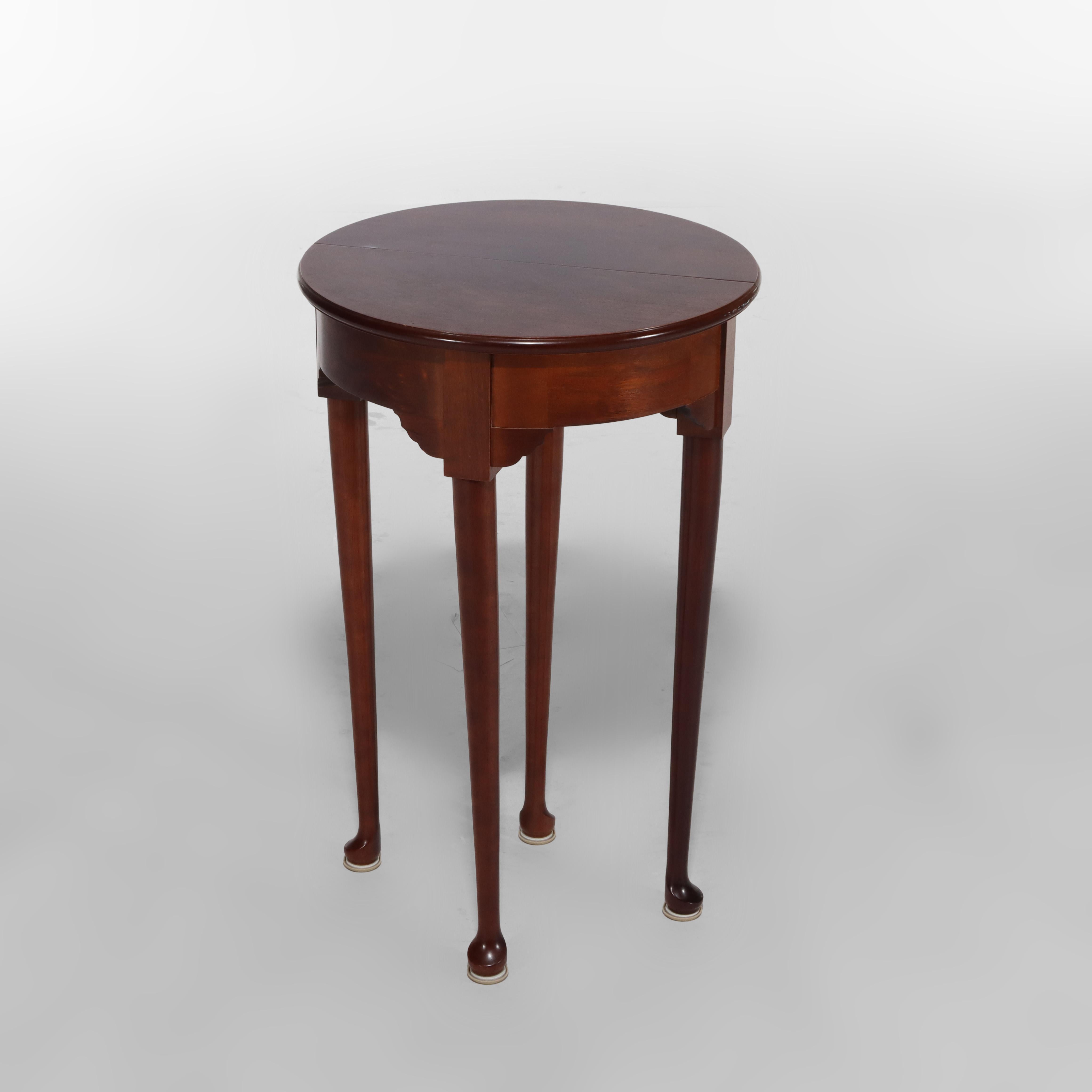 Diminutive Queen Anne Mahogany Flip Top Demilune Side Table 20thC For Sale 2