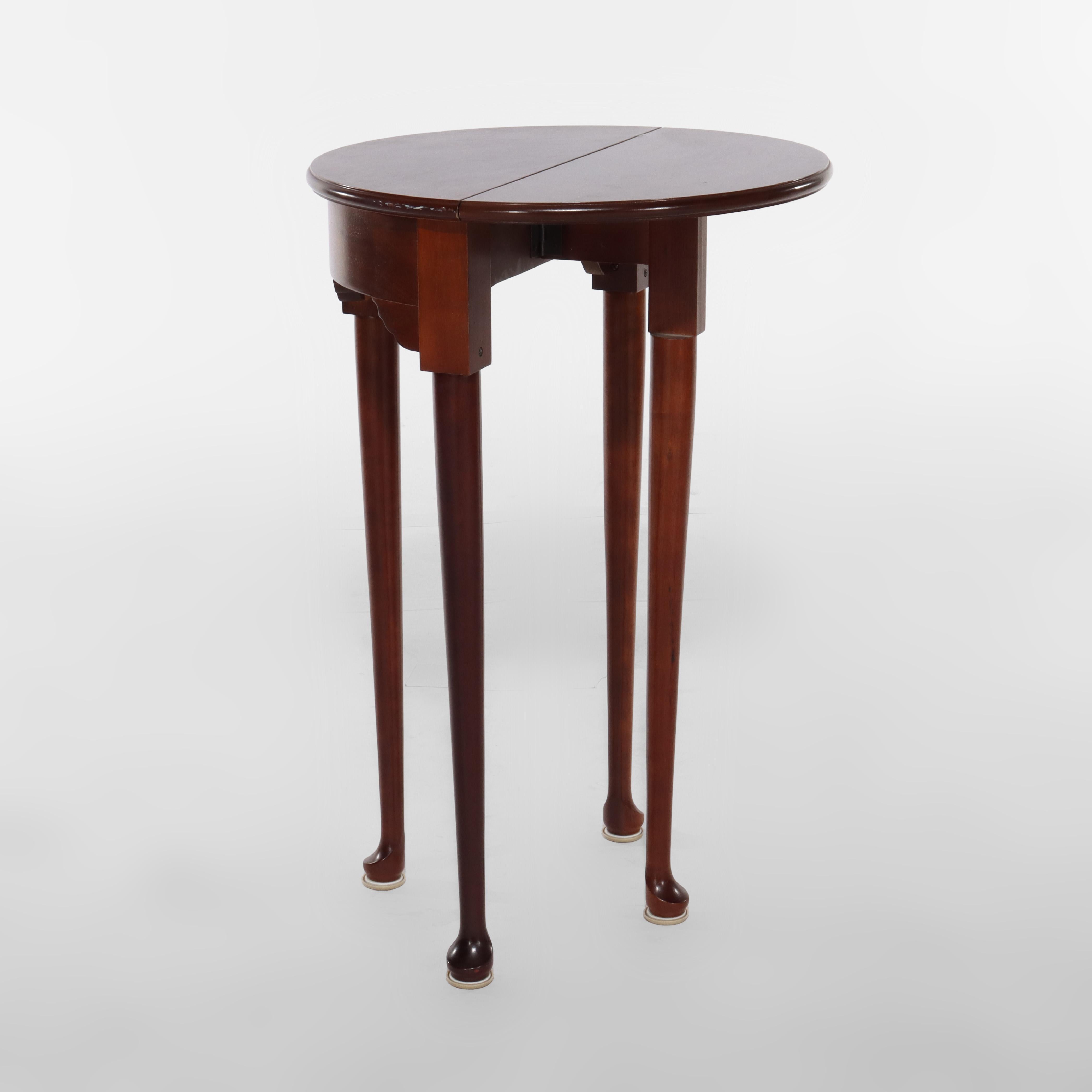 Diminutive Queen Anne Mahogany Flip Top Demilune Side Table 20thC For Sale 3