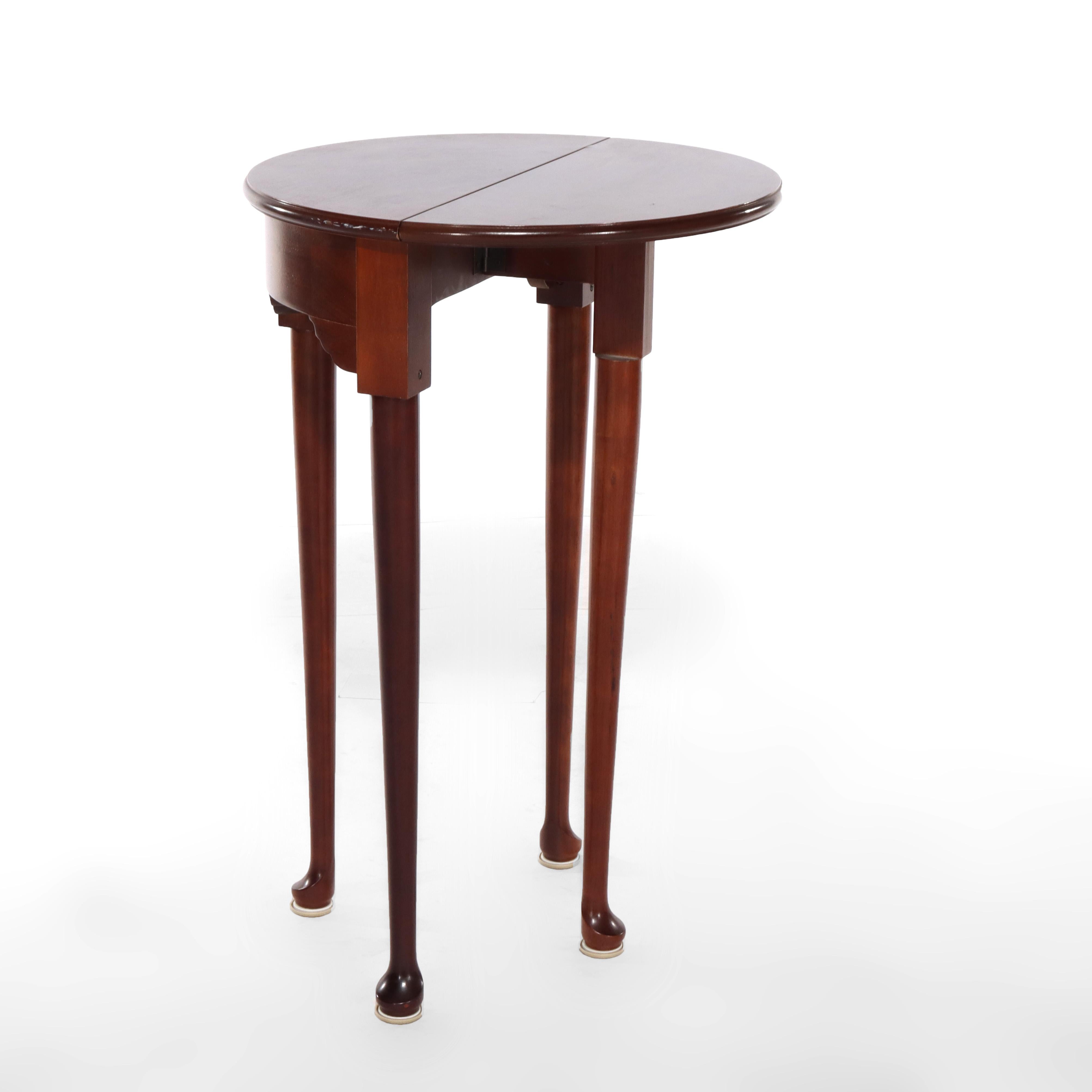Diminutive Queen Anne Mahogany Flip Top Demilune Side Table 20thC For Sale 4