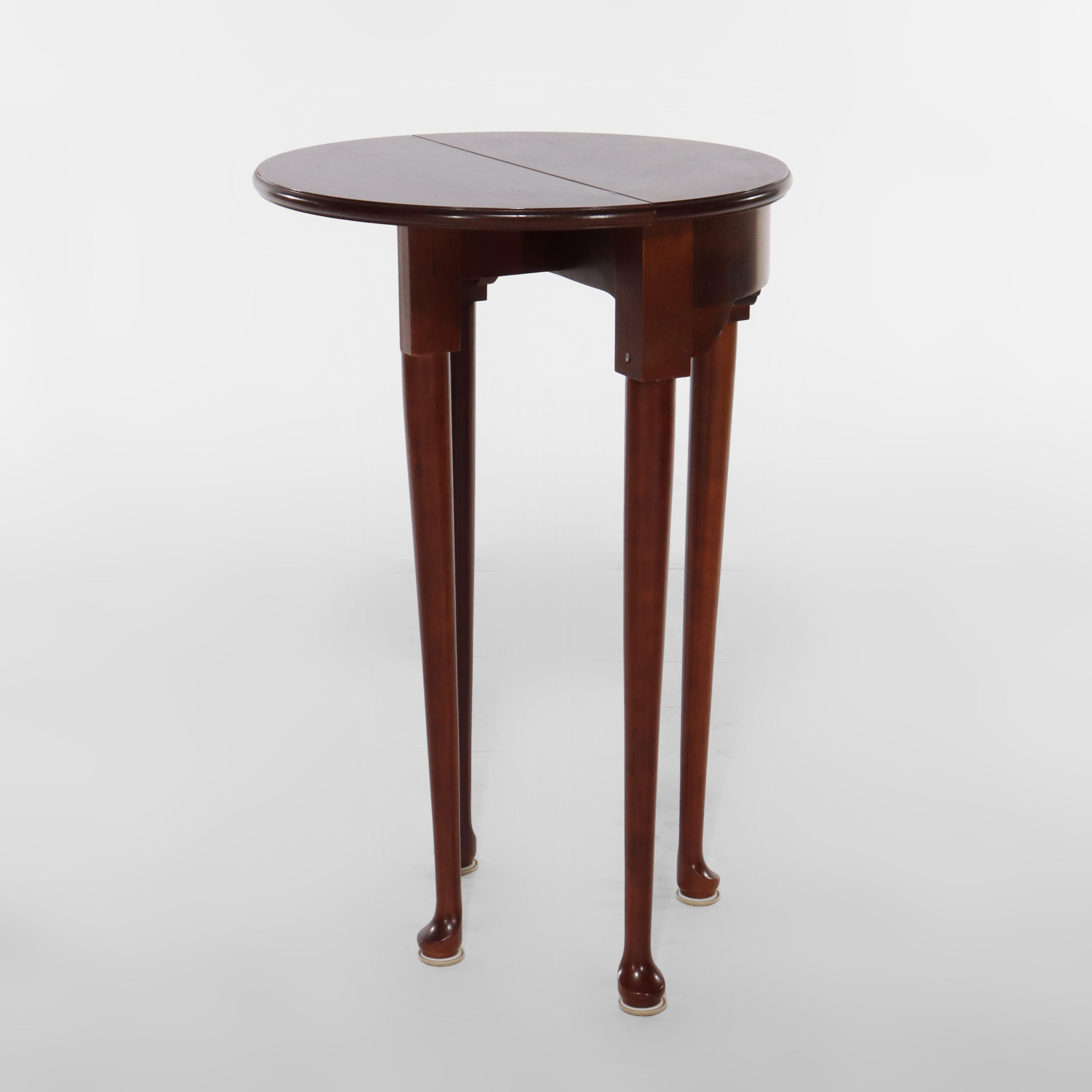 Diminutive Queen Anne Mahogany Flip Top Demilune Side Table 20thC For Sale 5