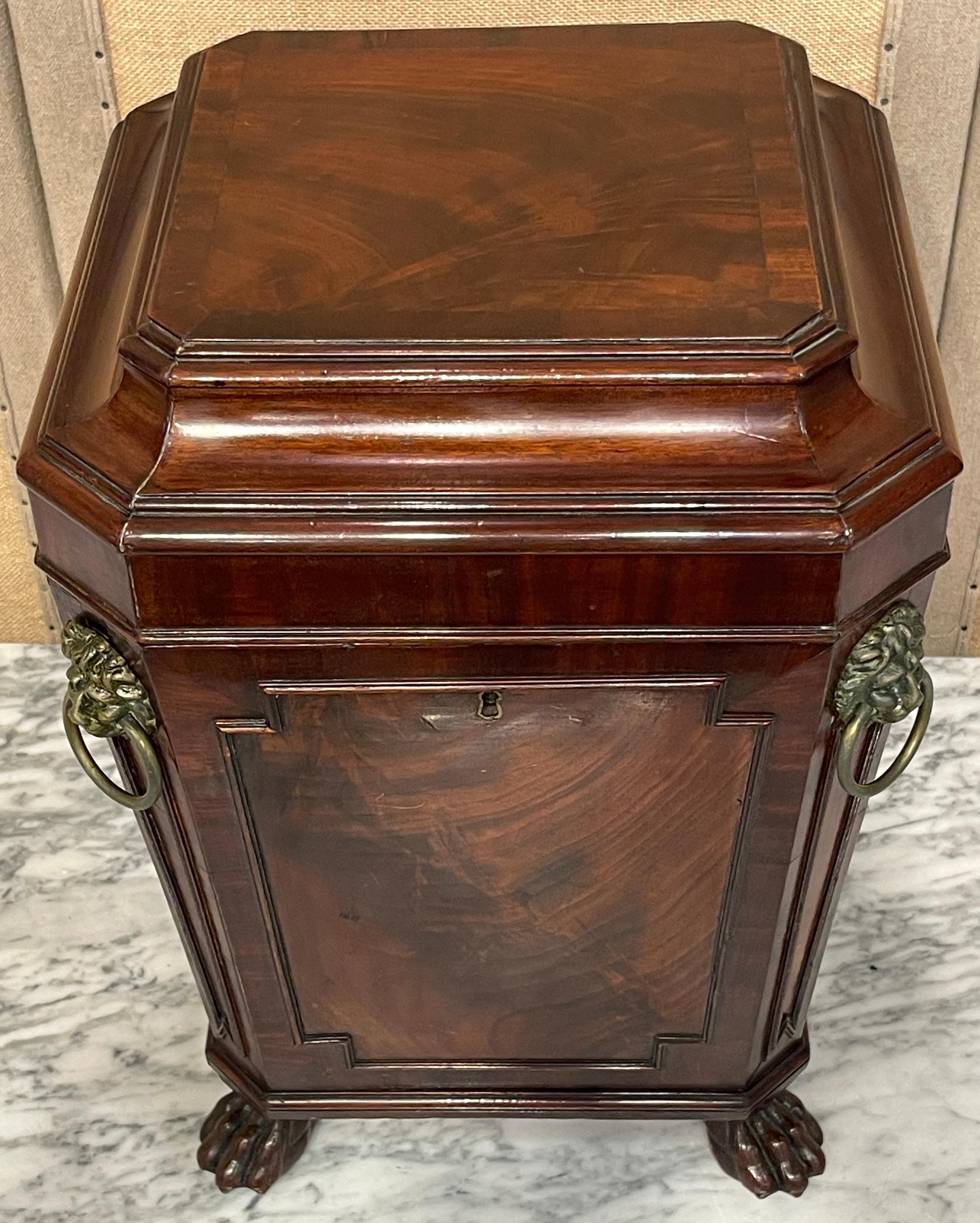 English Diminutive Regency Mahogany & Brass Cellarette, Attributed to Gillows & Co. For Sale