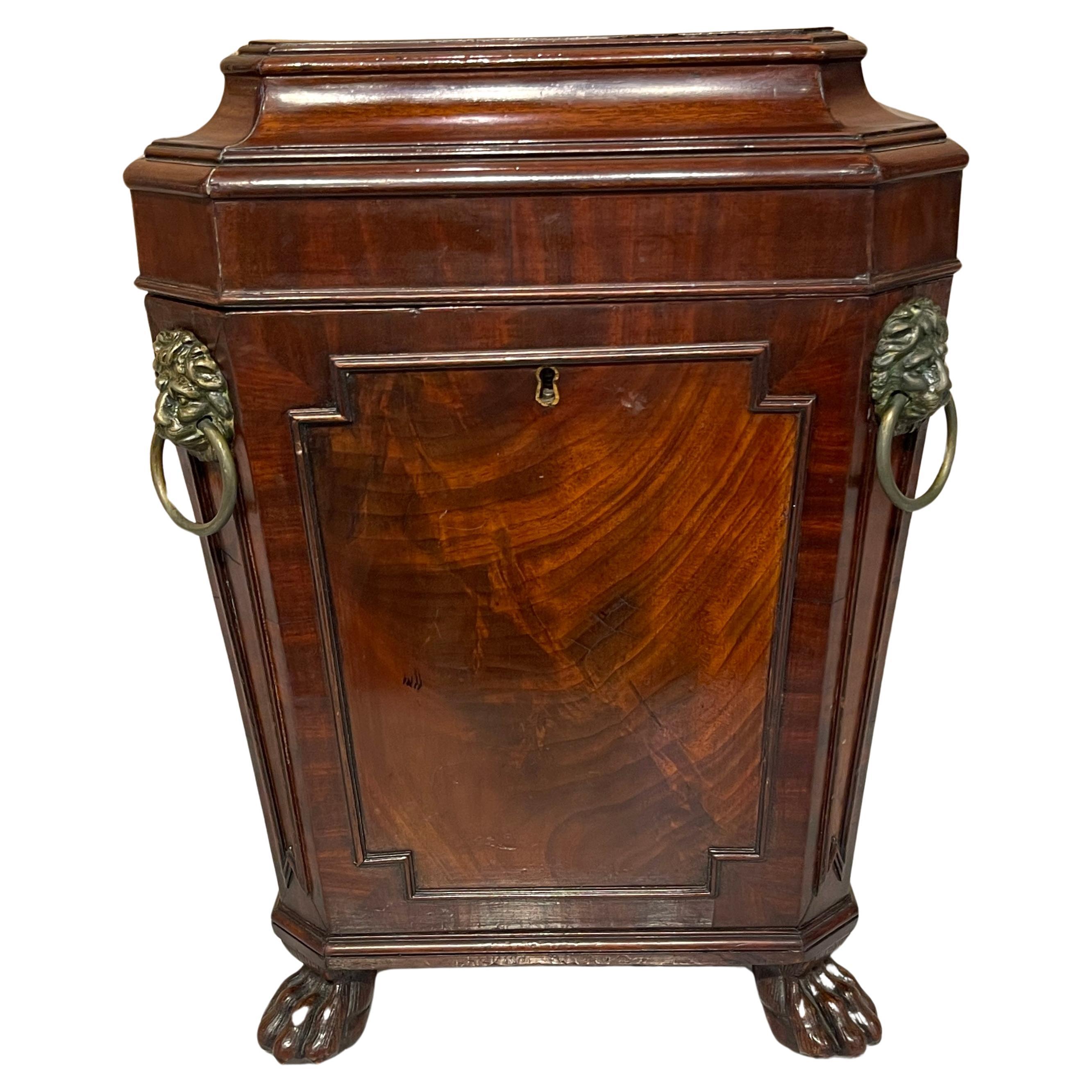 Diminutive Regency Mahogany & Brass Cellarette, Attributed to Gillows & Co. For Sale