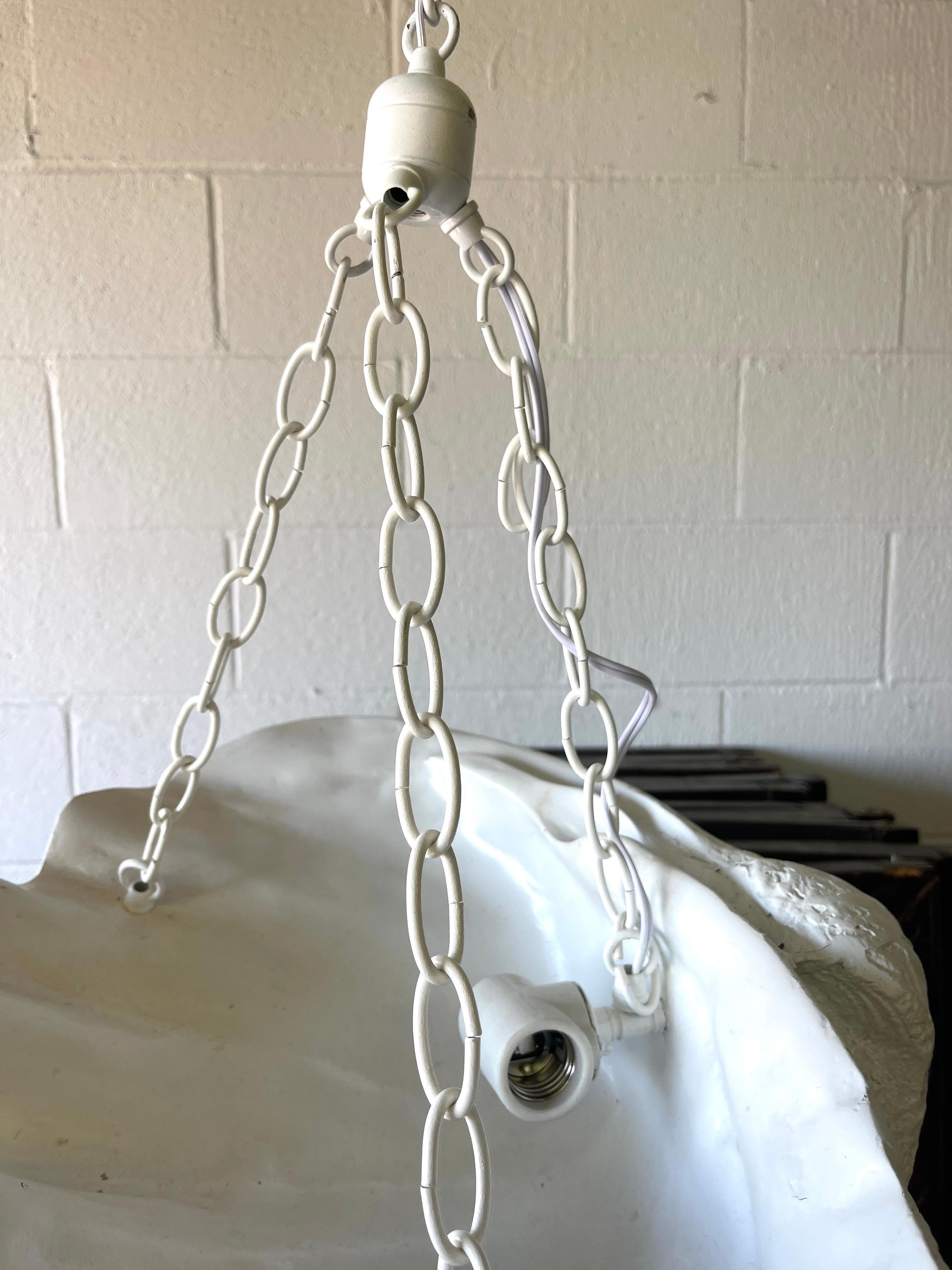 Diminutive Serge Roche Style Clam Shell Chandelier In Good Condition For Sale In West Palm Beach, FL